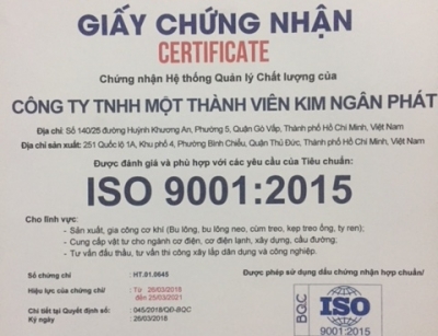 Chứng chỉ iso 9001:2015